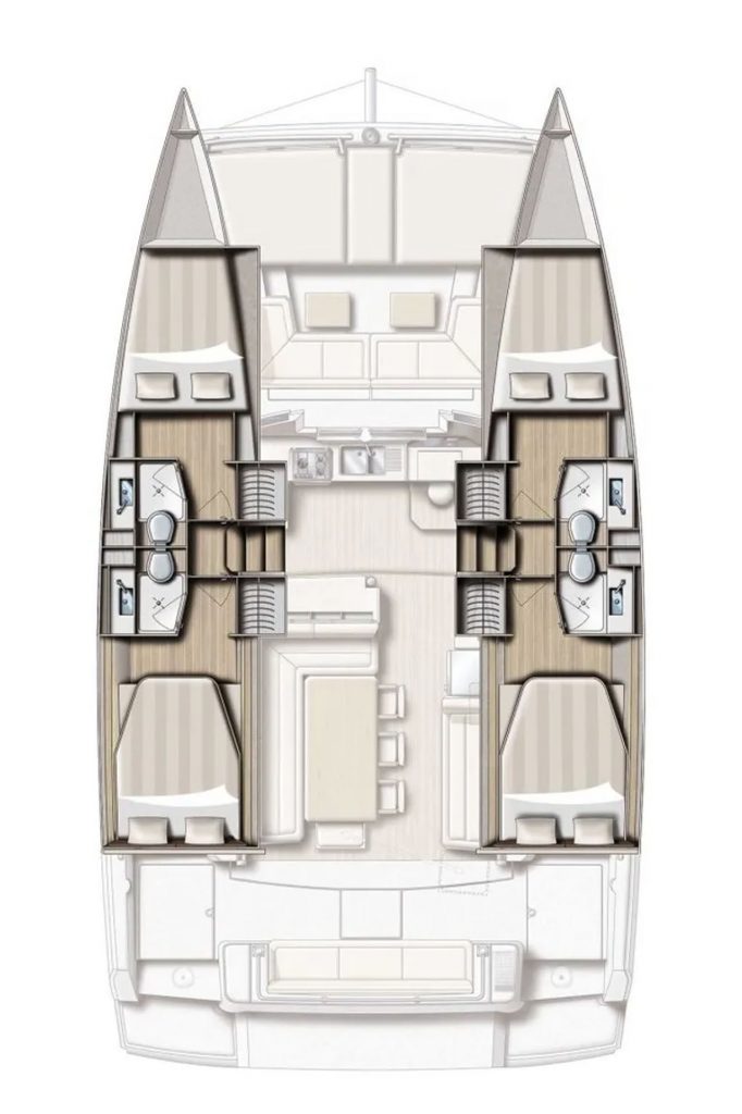 Bali 4.1, compartimentare, catamaran,